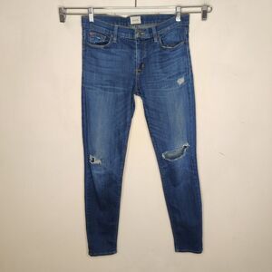Hudson Nico Mid Rise Skinny Jeans Size 29 Distressed Ripped Knee